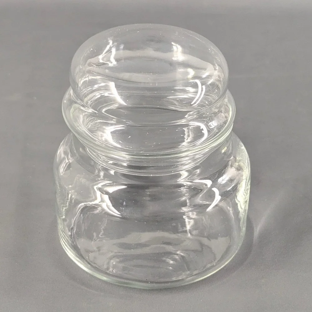 Clear Glass Apothecary Jar with Bubble Lid Small Storage Canister 4.25 Inch